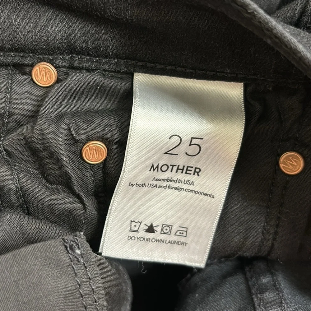 Mother Tippy Top Frisky Flood Not Guilty Black Denim Straight Jeans Size 25 - Picture 12 of 14